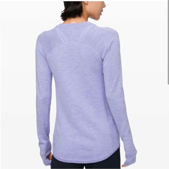 Lululemon Athletica Sit In Lotus Heathered Lilac Crew Neck Cozy Sweater Knit 4 - Picture 2 of 13